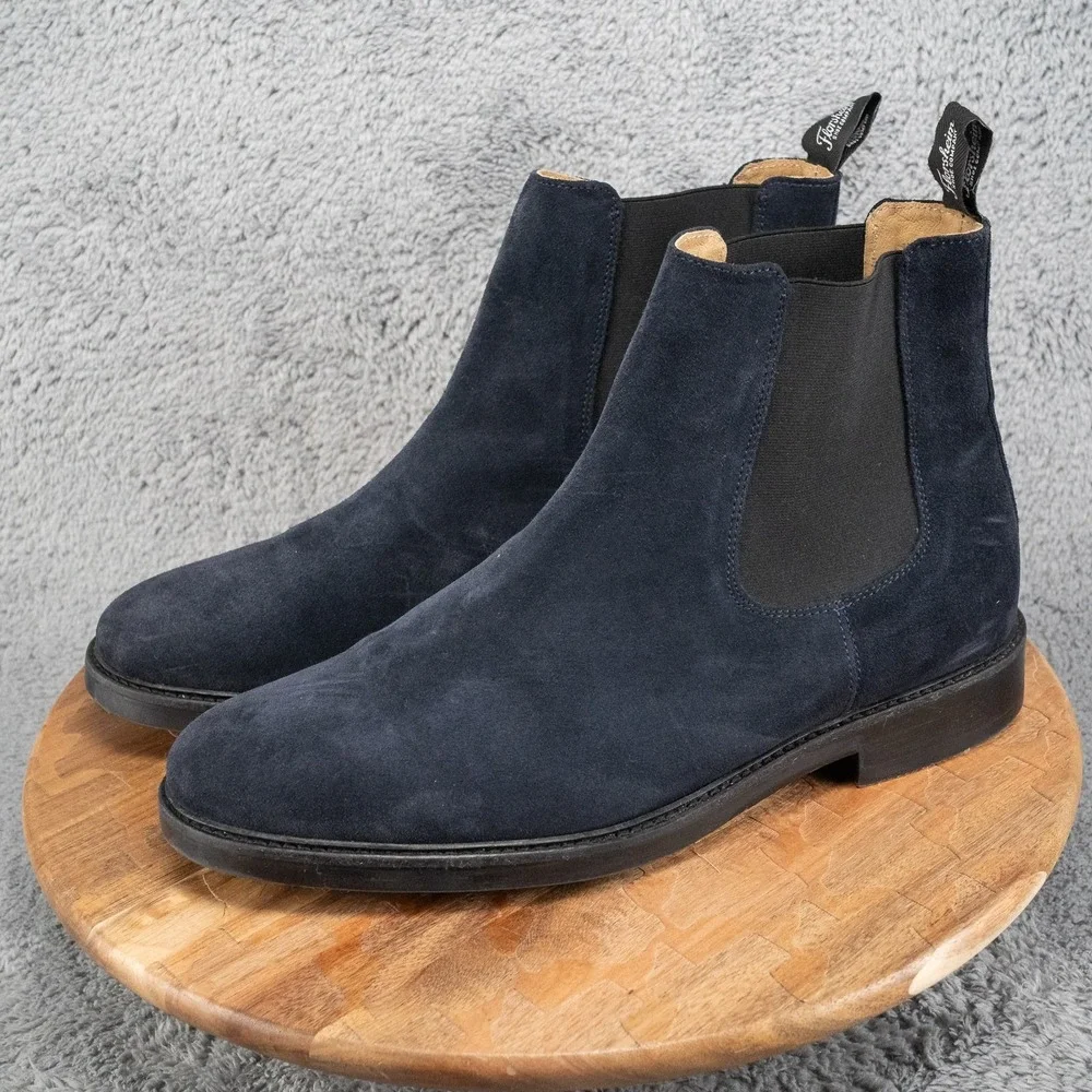 Florsheim Plain Toe Gore Chelsea Boot Size 12 Blue Leather Suede